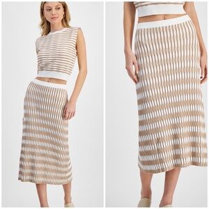 Lucy Paris Women's Newport Striped Knit Midi Skirt Medium